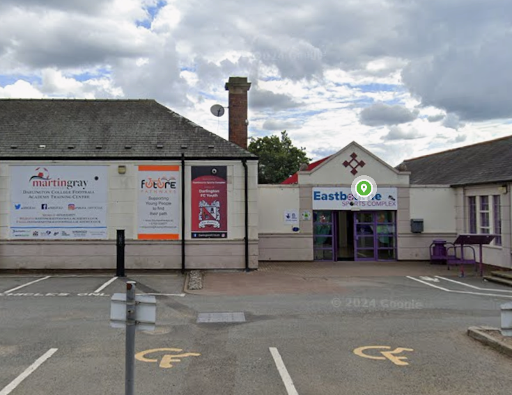 A photo of the outside of Eastbourne Sports Complex