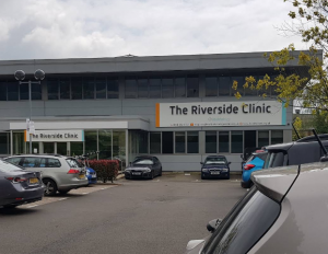 A photo of the outside of the Riverside Clinic