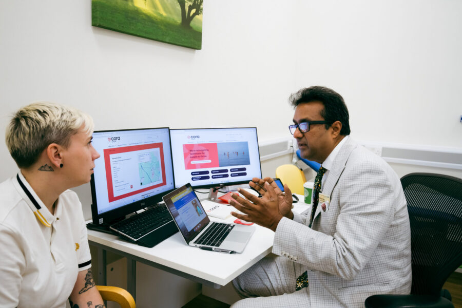 Consultant speaking with patient
