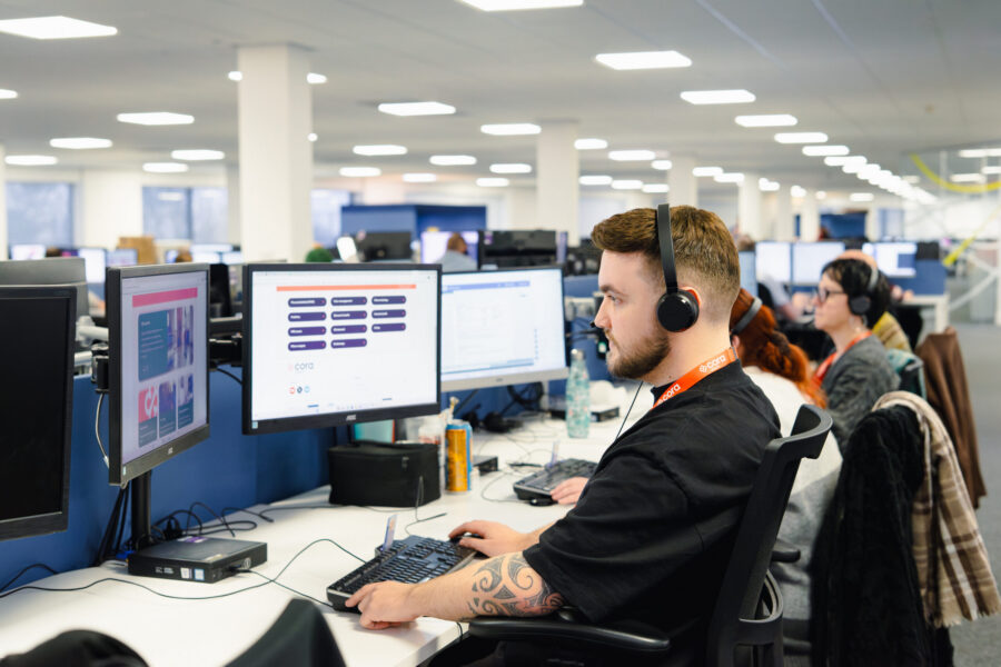 Person taking calls on physioline